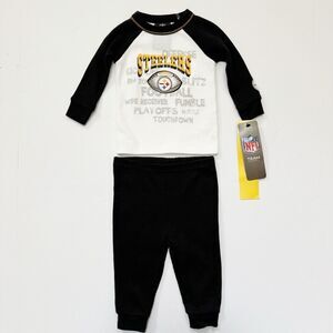 Pittsburgh Steelers NFL Baby Long Sleeve Pants 2 PC Thermal Pajama Set NWT 6M